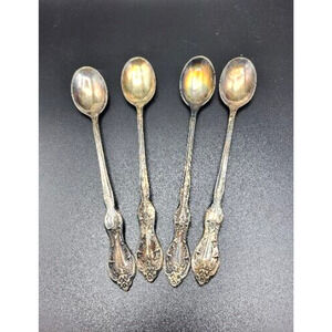 Antique WM ROGERS Ice Tea Spoons 7.5" Set of 4 Patina International Silver